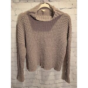 Hem and Thread Sz‎ S Cropped Chunky Mock Neck Sweater Gray